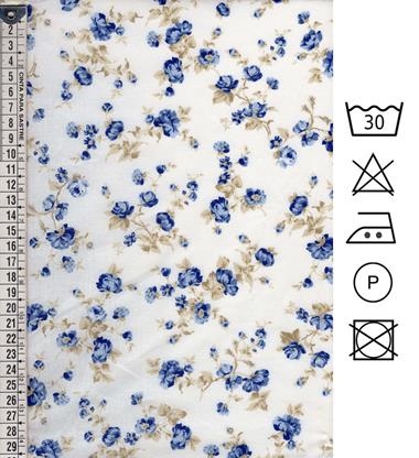 Popelín blanco estampado con florecillas  | E0049 | Tejidos, telas, complementos, tocados,sombrerería, plumas, tiras, encajes, bordados, botones, moda.
