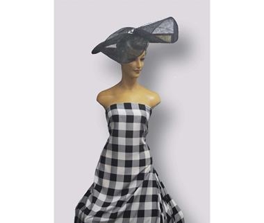 Viscosa con estampado Vichy blanco y negro | E0069 | Tejidos, telas, complementos, tocados,sombrerería, plumas, tiras, encajes, bordados, botones, moda.