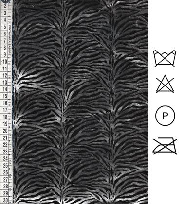 Piel sintética con motivo de cebra negro y plata | E0077 | Tejidos, telas, complementos, tocados,sombrerería, plumas, tiras, encajes, bordados, botones, moda.