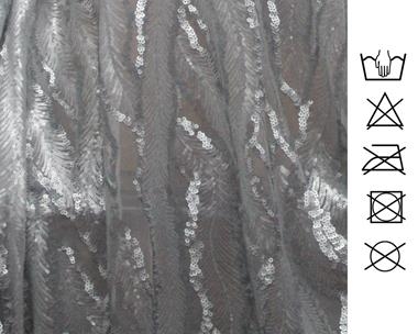 Tul blanco bordado con lentejuelas plata | LENT-003 | Tejidos, telas, complementos, tocados,sombrerería, plumas, tiras, encajes, bordados, botones, moda.