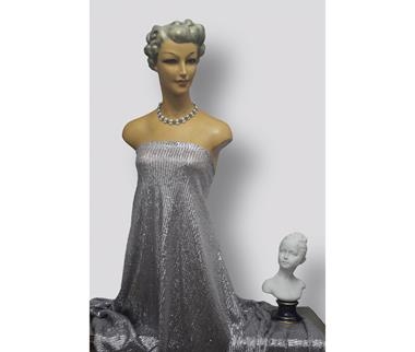 Tul gris humo con lentejuelas plata | LENT-005 | Tejidos, telas, complementos, tocados,sombrerería, plumas, tiras, encajes, bordados, botones, moda.