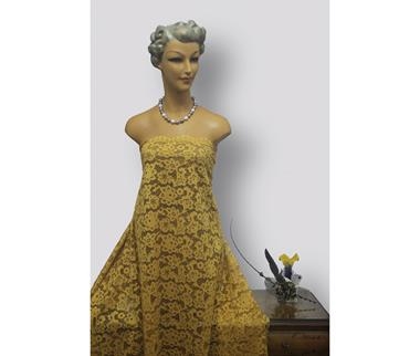 Encaje de  guipur color curry con motivo paisley y dos blondas | ENC-015 | Tejidos, telas, complementos, tocados,sombrerería, plumas, tiras, encajes, bordados, botones, moda.