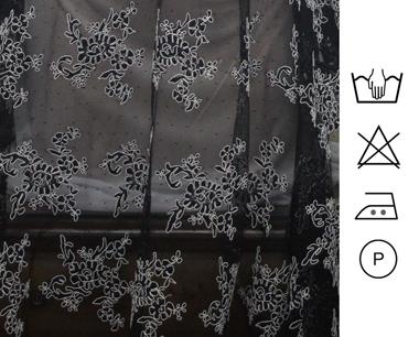 Encaje plumeti negro  bordado con cordoncillo blanco y dos blondas. | ENC-021 | Tejidos, telas, complementos, tocados,sombrerería, plumas, tiras, encajes, bordados, botones, moda.