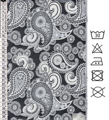 Jacquard en tonos de gris con motivos de Cachemira y Paisley | J003 | Tejidos, telas, complementos, tocados,sombrerería, plumas, tiras, encajes, bordados, botones, moda.