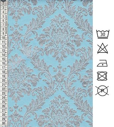 Jacquard damasco brocado celeste y plata | J013-12 | Tejidos, telas, complementos, tocados,sombrerería, plumas, tiras, encajes, bordados, botones, moda.