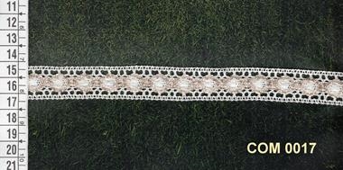 Entredós de encaje de bolillos blanco y beige tostado | COM-0017 | Tejidos, telas, complementos, tocados,sombrerería, plumas, tiras, encajes, bordados, botones, moda.