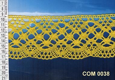 Puntilla de encaje  de bolillos amarillo | COM-0038 | Tejidos, telas, complementos, tocados,sombrerería, plumas, tiras, encajes, bordados, botones, moda.