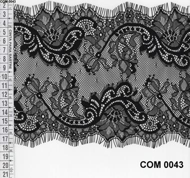 Encaje ancho negro con blondas | COM-0043 | Tejidos, telas, complementos, tocados,sombrerería, plumas, tiras, encajes, bordados, botones, moda.