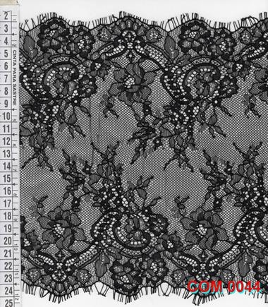 Encaje ancho negro con dos blondas | COM-0044 | Tejidos, telas, complementos, tocados,sombrerería, plumas, tiras, encajes, bordados, botones, moda.