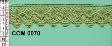 Puntilla de encaje de bolillos dorada | COM-0070 | Tejidos, telas, complementos, tocados,sombrerería, plumas, tiras, encajes, bordados, botones, moda.