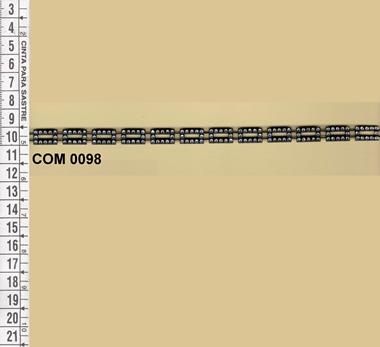 Tira de cristales de strass en forma de cadena sobre fondo negro | COM-0098 | Tejidos, telas, complementos, tocados,sombrerería, plumas, tiras, encajes, bordados, botones, moda.