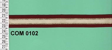 Tapacosturas Burdeos, oro y beige | COM-0102 | Tejidos, telas, complementos, tocados,sombrerería, plumas, tiras, encajes, bordados, botones, moda.