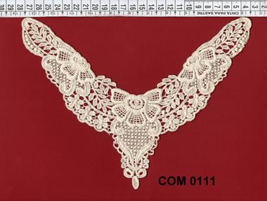 Cuello de encaje de bolillos color natural | COM-0111 | Tejidos, telas, complementos, tocados,sombrerería, plumas, tiras, encajes, bordados, botones, moda.