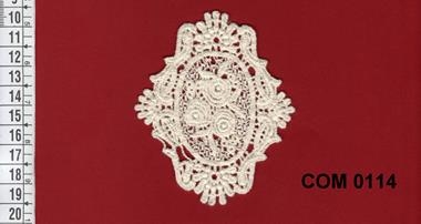 Aplicación de  medallón  de guipur con motivo de flores de color natural. | COM-0114 | Tejidos, telas, complementos, tocados,sombrerería, plumas, tiras, encajes, bordados, botones, moda.