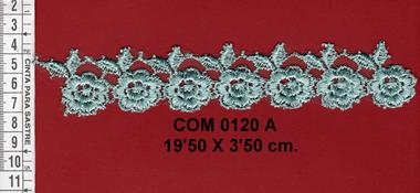 Aplicación de guipur verde | COM-0120-A | Tejidos, telas, complementos, tocados,sombrerería, plumas, tiras, encajes, bordados, botones, moda.