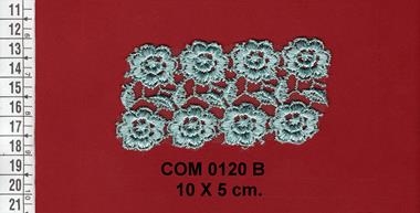 Aplicación de guipur verde  | COM-0120-B | Tejidos, telas, complementos, tocados,sombrerería, plumas, tiras, encajes, bordados, botones, moda.