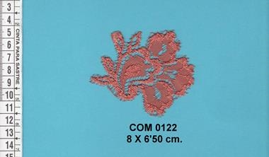 Aplicación de guipur color salmón | COM-0122 | Tejidos, telas, complementos, tocados,sombrerería, plumas, tiras, encajes, bordados, botones, moda.