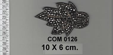 Aplicación hoja ribeteada | COM-0126 | Tejidos, telas, complementos, tocados,sombrerería, plumas, tiras, encajes, bordados, botones, moda.