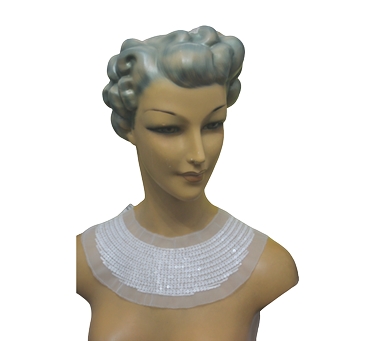 Cuello de tul blanco con lentejuelas | COM-0136-1 | Tejidos, telas, complementos, tocados,sombrerería, plumas, tiras, encajes, bordados, botones, moda.