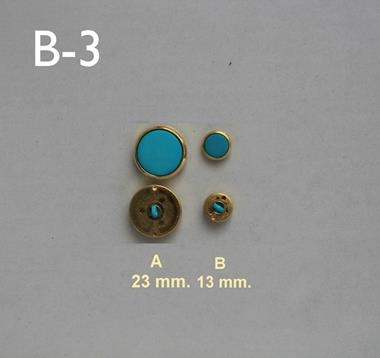 Botón de chapa color turquesa con filo dorado | B3 | Tejidos, telas, complementos, tocados,sombrerería, plumas, tiras, encajes, bordados, botones, moda.