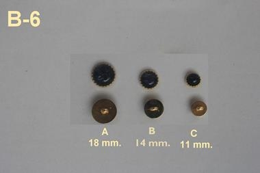 Botón semiesférico translúcido de color azul oscuro moteado con filo dorado | B6 | Tejidos, telas, complementos, tocados,sombrerería, plumas, tiras, encajes, bordados, botones, moda.