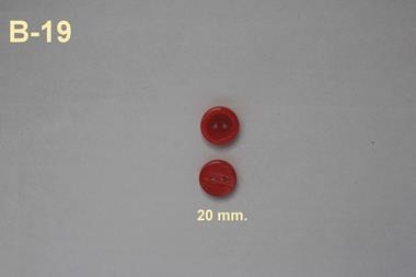Botón de nacarina de dos agujeros color rojo (20 mm) | B19 | Tejidos, telas, complementos, tocados,sombrerería, plumas, tiras, encajes, bordados, botones, moda.