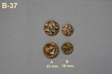 Botón dorado con esmalte color crema y cristales | B37 | Tejidos, telas, complementos, tocados,sombrerería, plumas, tiras, encajes, bordados, botones, moda.