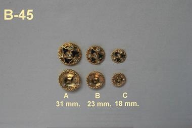 Botón dorado con esmalte color negro y cristales  | B45 | Tejidos, telas, complementos, tocados,sombrerería, plumas, tiras, encajes, bordados, botones, moda.