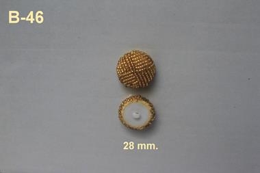 Botón de pasamanería con pequeñas cuentas doradas (28 mm) | B46 | Tejidos, telas, complementos, tocados,sombrerería, plumas, tiras, encajes, bordados, botones, moda.