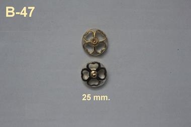 Botón transparente con filo dorado en forma de trébol (25 mm) | B47 | Tejidos, telas, complementos, tocados,sombrerería, plumas, tiras, encajes, bordados, botones, moda.