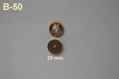 Botón joya dorado con cristal en el centro y detalles esmaltados color cobre (25 mm) | B50A | Tejidos, telas, complementos, tocados,sombrerería, plumas, tiras, encajes, bordados, botones, moda.