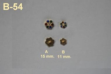 Botón joya dorado lobulado con cristales de colores  | B54 | Tejidos, telas, complementos, tocados,sombrerería, plumas, tiras, encajes, bordados, botones, moda.
