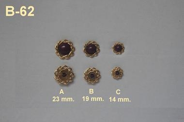 Botón semiesférico color morado con filigrana dorada  | B62 | Tejidos, telas, complementos, tocados,sombrerería, plumas, tiras, encajes, bordados, botones, moda.