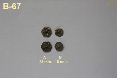 Botón dorado con relieve y centro marrón oscuro moteado | B67 | Tejidos, telas, complementos, tocados,sombrerería, plumas, tiras, encajes, bordados, botones, moda.