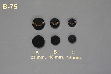 Botón color negro con dos texturas y motivo dorado  | B75 | Tejidos, telas, complementos, tocados,sombrerería, plumas, tiras, encajes, bordados, botones, moda.