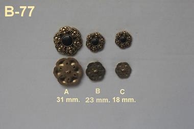 Botón dorado con relieve y centro negro  | B777 | Tejidos, telas, complementos, tocados,sombrerería, plumas, tiras, encajes, bordados, botones, moda.