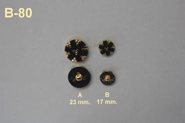 Botón joya negro con motivos dorados  | B80 | Tejidos, telas, complementos, tocados,sombrerería, plumas, tiras, encajes, bordados, botones, moda.