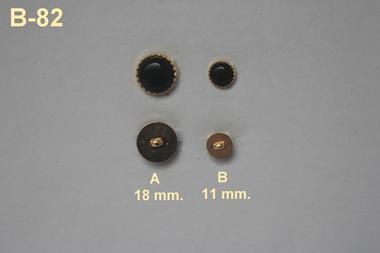 Botón semiesférico translúcido de color negro moteado con filo dorado | B82 | Tejidos, telas, complementos, tocados,sombrerería, plumas, tiras, encajes, bordados, botones, moda.