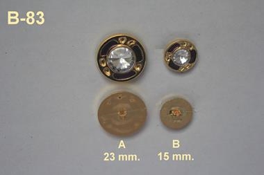 Botón joya dorado con esmaltaciones en morado y cristal central  | B83 | Tejidos, telas, complementos, tocados,sombrerería, plumas, tiras, encajes, bordados, botones, moda.