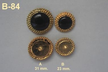 Botón joya Chanel dorado con centro semiesférico negro  | B84 | Tejidos, telas, complementos, tocados,sombrerería, plumas, tiras, encajes, bordados, botones, moda.