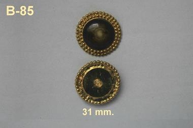 Botón joya Chanel dorado con centro semiesférico en tonos de marrón (31 mm) | B85 | Tejidos, telas, complementos, tocados,sombrerería, plumas, tiras, encajes, bordados, botones, moda.