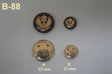 Botón metálico negro con águila y corona esmaltadas  | B88 | Tejidos, telas, complementos, tocados,sombrerería, plumas, tiras, encajes, bordados, botones, moda.