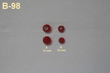 Botón transparente estriado rojo Burdeos  con cristal en el centro  | B98 | Tejidos, telas, complementos, tocados,sombrerería, plumas, tiras, encajes, bordados, botones, moda.