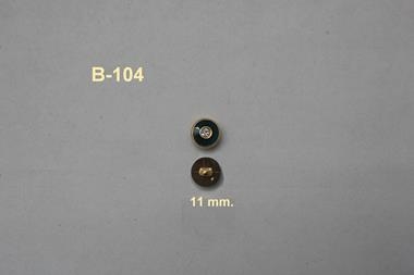 Botón imitación esmalte color verde esmeralda, con cristal en el centro y filo dorado (11 mm) | B104 | Tejidos, telas, complementos, tocados,sombrerería, plumas, tiras, encajes, bordados, botones, moda.