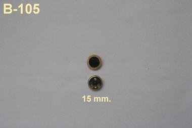 Botón imitación textil , color negro con filo dorado estriado (15 mm) | B105 | Tejidos, telas, complementos, tocados,sombrerería, plumas, tiras, encajes, bordados, botones, moda.