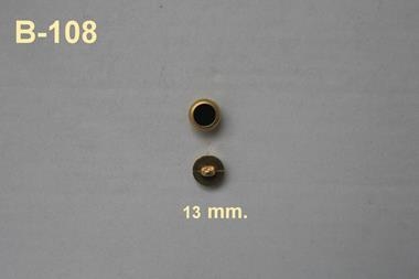 Botón negro  con filo dorado (13 mm) | B108 | Tejidos, telas, complementos, tocados,sombrerería, plumas, tiras, encajes, bordados, botones, moda.