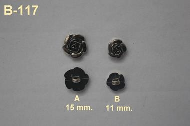 Botón plateado con forma de rosa  | B117 | Tejidos, telas, complementos, tocados,sombrerería, plumas, tiras, encajes, bordados, botones, moda.