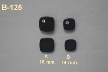 Botón cuadrado negro imitación azabache con cristal en un ángulo  | B125 | Tejidos, telas, complementos, tocados,sombrerería, plumas, tiras, encajes, bordados, botones, moda.